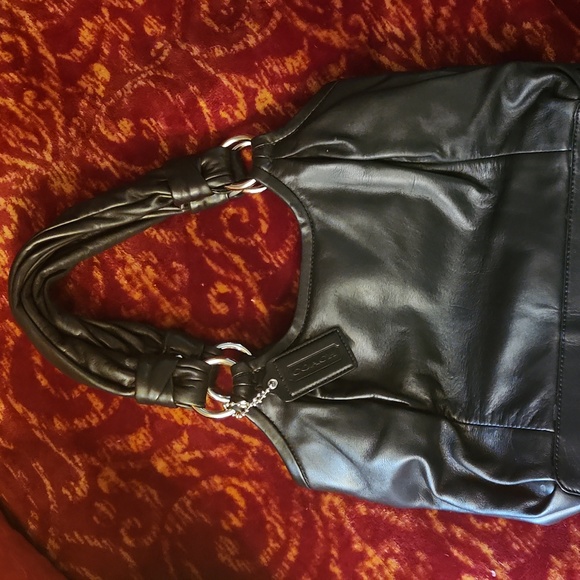 Coach Black Leather Parker Kiss Lock Hobo Shoulder Bag - Picture 1 of 9
